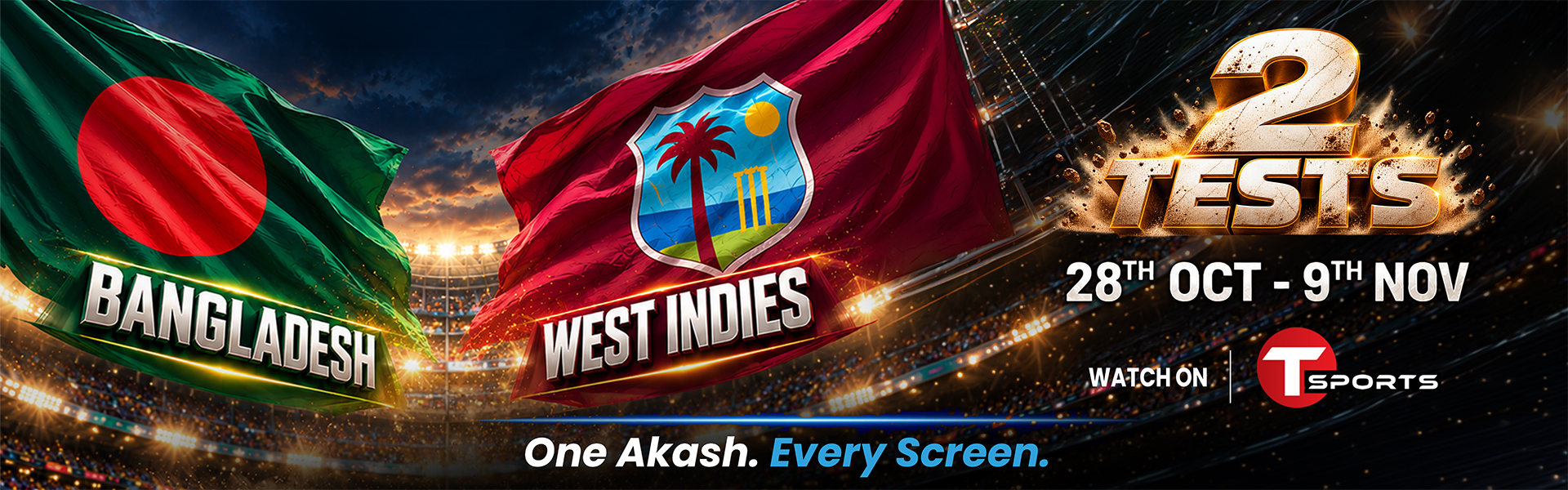 BD vs West Indies Test Series Web Banner